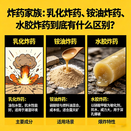 应县炸药家族:乳化炸药、铵油炸药、水胶炸药到底有什么区别?